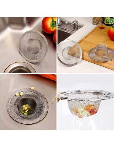 10 Filtros de Desagüe de Acero Inoxidable Rainmae 7 cm