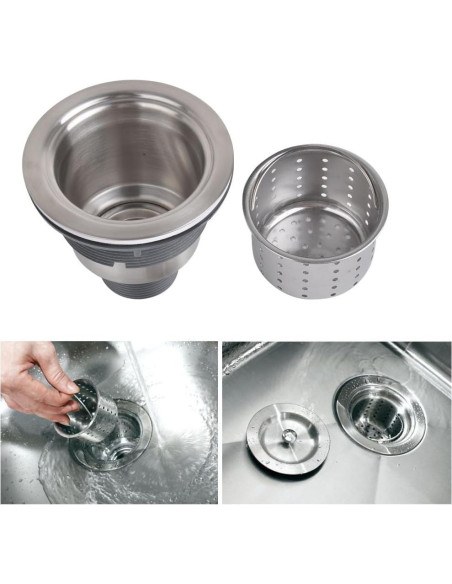 Desagüe de Fregadero KONE 3-1/2" Acero Inoxidable Removible