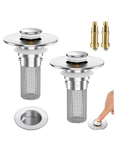 2 Tapones de Lavabo HFMZYWA Acero Inoxidable Pop-Up