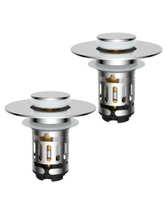 Hibbent Filtro de Drenaje 3 en 1 para Lavabo Cromo 2 Piezas