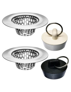 4 Filtros y Tapones de Lavabo Hilltop Acero Inoxidable