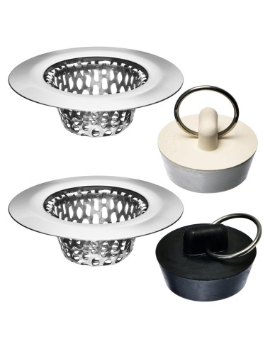 4 Filtros y Tapones de Lavabo Hilltop Acero Inoxidable