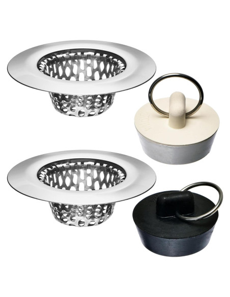 4 Filtros y Tapones de Lavabo Hilltop Acero Inoxidable