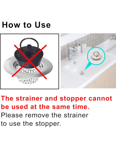 4 Filtros y Tapones de Lavabo Hilltop Acero Inoxidable