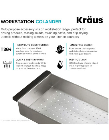 Colador de Acero Inoxidable KRAUS CS-6 para Fregadero