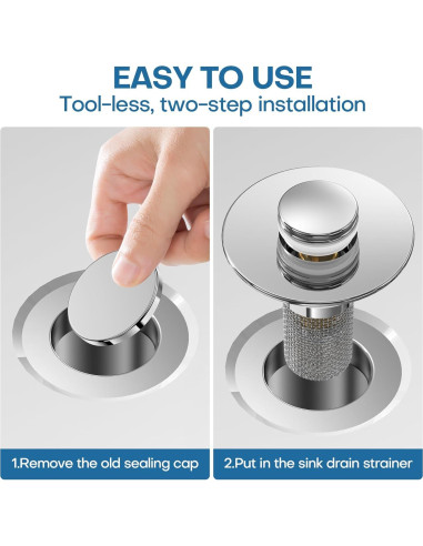 Filtro de Drenaje de Lavabo Cielurfa 2 Pcs Acero Inoxidable
