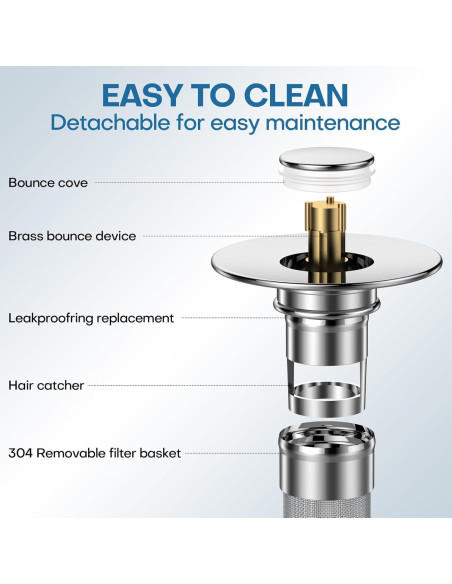 Filtro de Drenaje de Lavabo Cielurfa 2 Pcs Acero Inoxidable