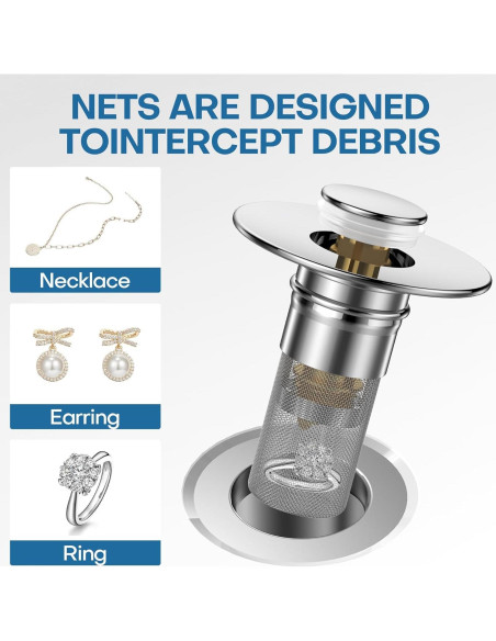 Filtro de Drenaje de Lavabo Cielurfa 2 Pcs Acero Inoxidable