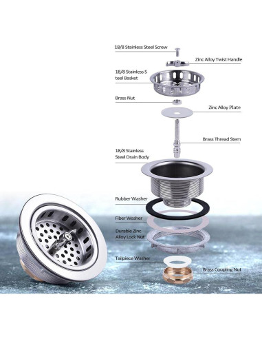Desagüe de Cocina VARNAHOME Acero Inoxidable 304 8,89-10,16 cm