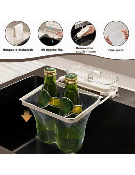 Colador de Fregadero con Ventosa Wshxjzyay 50 Bolsas Malla