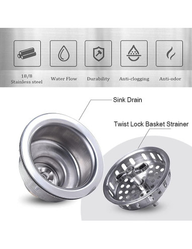 Desagüe de Cocina VARNAHOME Acero Inoxidable 304 8,89-10,16 cm