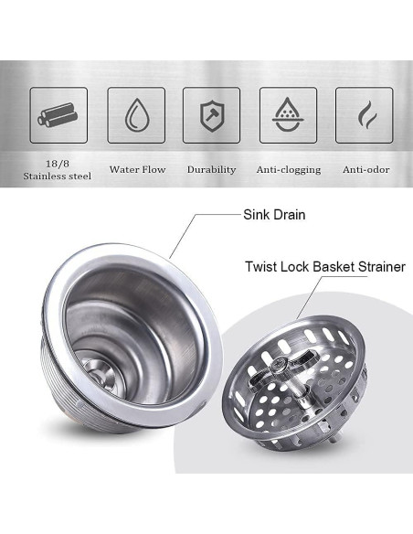 Desagüe de Cocina VARNAHOME Acero Inoxidable 304 8,89-10,16 cm