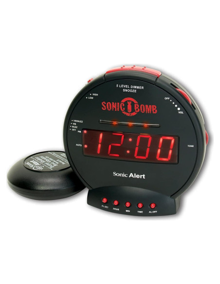 Reloj Despertador Sonic Bomb Doble Alarma 113dB Negro Reloj Despertador Sonic Bomb Doble Alarma 113dB Negro