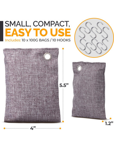 10 Bolsas Absorbentes de Olores Carbón Activado Vergali