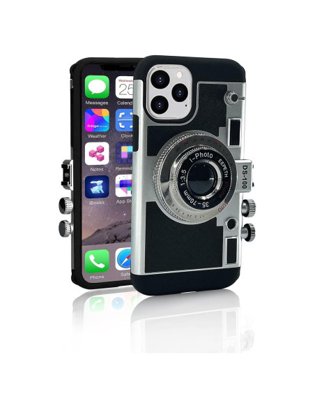 Funda de Teléfono Mscomft para iPhone 11/12 Pro Max - Diseño Cámara Vintage 3D