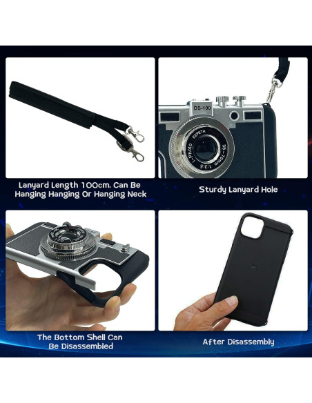 Funda de Teléfono Mscomft para iPhone 11/12 Pro Max - Diseño Cámara Vintage 3D