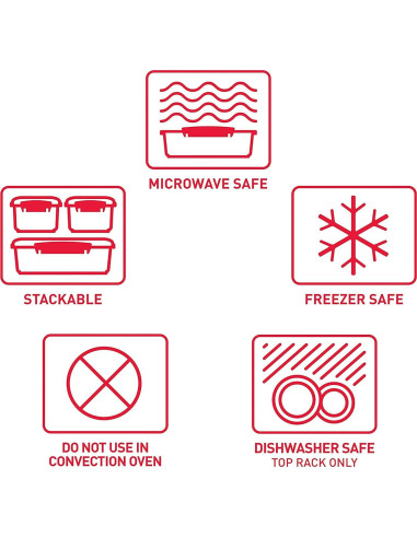 Cocedor de Arroz y Recipiente Microondas Sistema 2.6L Rojo