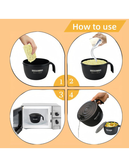 Tazón de Ramen Grande Layron 1,27 L Microondas Negro