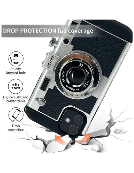 Funda de Teléfono Mscomft para iPhone 11/12 Pro Max - Diseño Cámara Vintage 3D