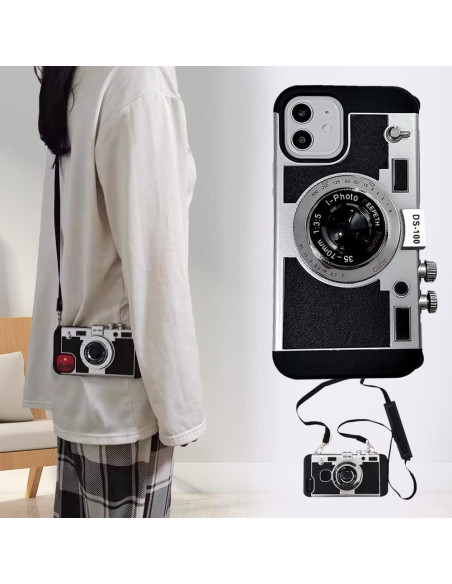 Funda de Teléfono Mscomft para iPhone 11/12 Pro Max - Diseño Cámara Vintage 3D