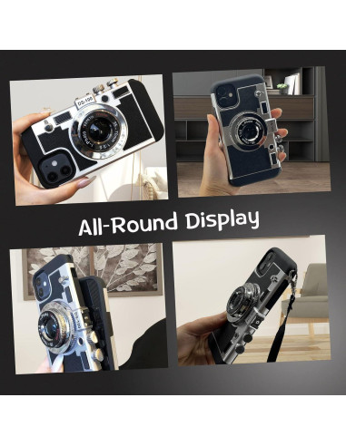 Funda de Teléfono Mscomft para iPhone 11/12 Pro Max - Diseño Cámara Vintage 3D