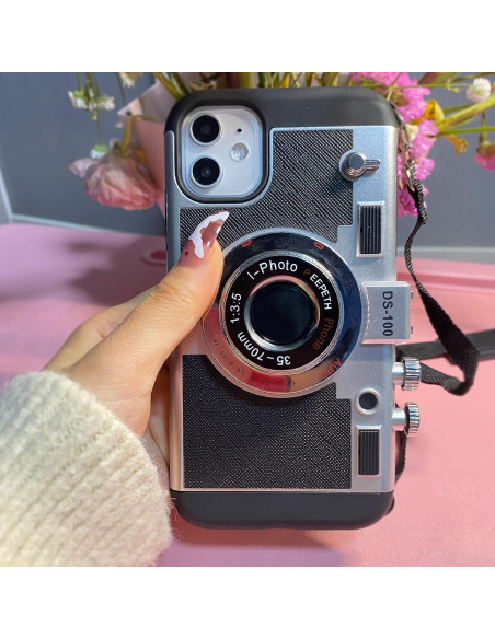 Funda de Teléfono Mscomft para iPhone 11/12 Pro Max - Diseño Cámara Vintage 3D