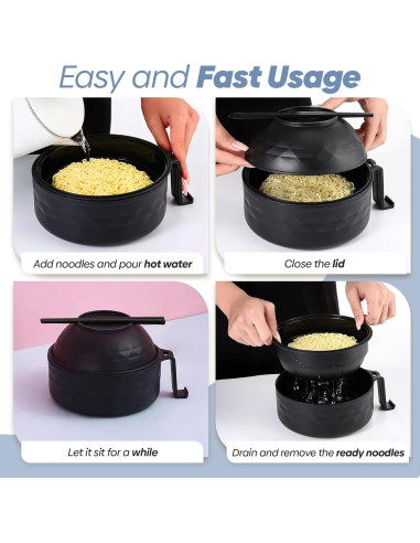 Juego de tazones para ramen HeyCero 1,18L apto microondas