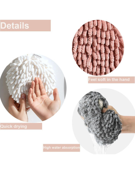 Toallas de Mano Chenille TUICARE 4 Pcs Secado Rápido