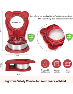 Cortador y Sellador de Sándwich Jsroroda 10 cm Rojo BPA Free 2