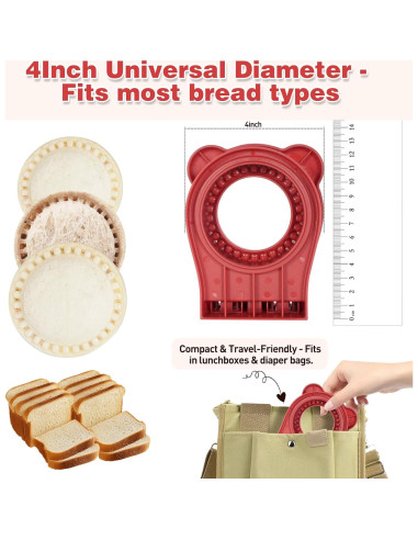 Cortador y Sellador de Sándwich Jsroroda 10 cm Rojo BPA Free