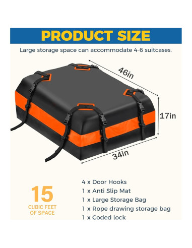 Portaequipajes de Techo UBOG 15 Pies Cúbicos Impermeable