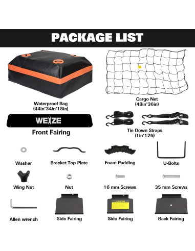 Portaequipajes de Techo WEIZE 54" con Bolsa y Red