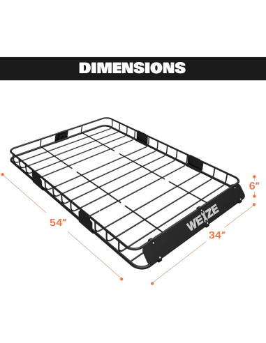 Portaequipajes de Techo WEIZE 54" con Bolsa y Red