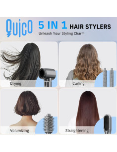 Secador de cabello 5 en 1 QUICO 110,000 RPM 500 millones iones 2