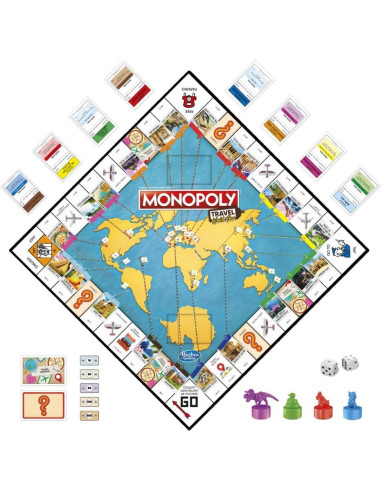 Monopoly Viaje Tour Mundial Hasbro - Juego de Mesa Familiar 8+