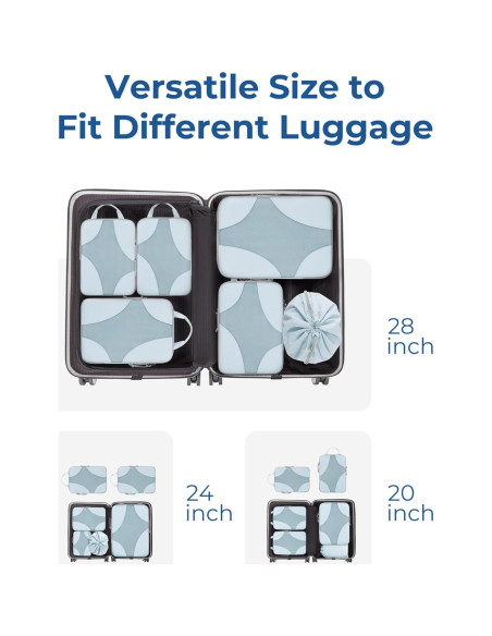 Cubos de Compresión BAGSMART 6-Pack para Viajes 1L+2M+2S