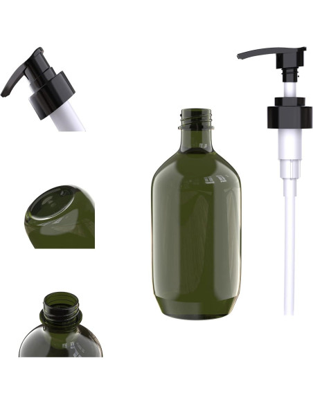6 Botellas de Plástico Dispensador 300ml WANBAO Ámbar Verde