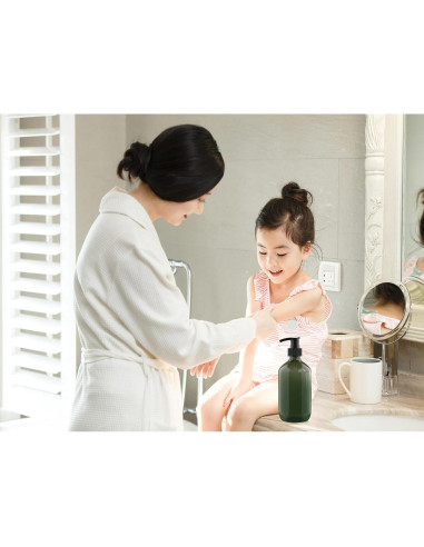 6 Botellas de Plástico Dispensador 300ml WANBAO Ámbar Verde