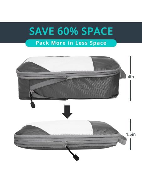 Set de 6 Cubos de Compresión NICOSHOW para Viaje Gris