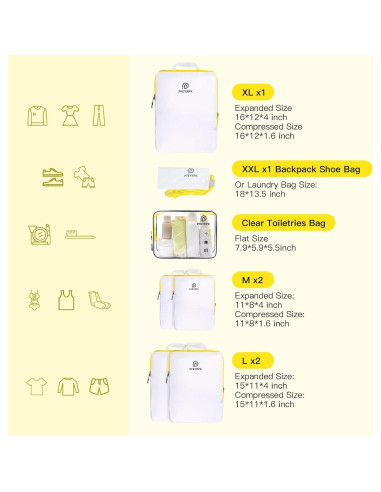 Set de Cubos de Compresión PFEYRPK 7 Piezas para Viaje