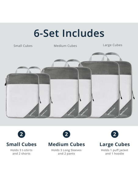 Set de 6 Cubos de Compresión NICOSHOW para Viaje Gris