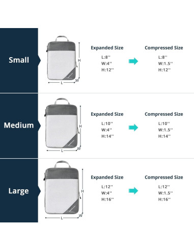 Set de 6 Cubos de Compresión NICOSHOW para Viaje Gris