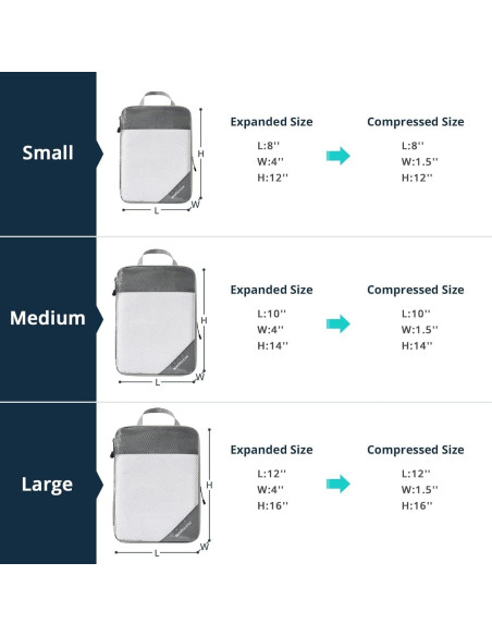 Set de 6 Cubos de Compresión NICOSHOW para Viaje Gris
