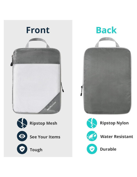 Set de 6 Cubos de Compresión NICOSHOW para Viaje Gris