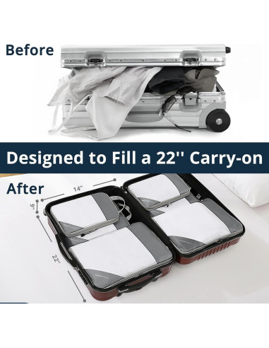 Set de 6 Cubos de Compresión NICOSHOW para Viaje Gris