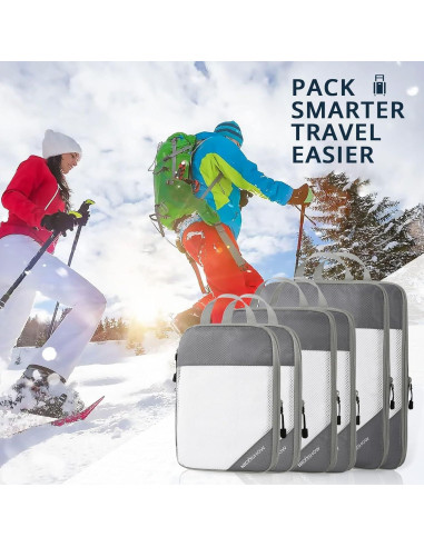 Set de 6 Cubos de Compresión NICOSHOW para Viaje Gris