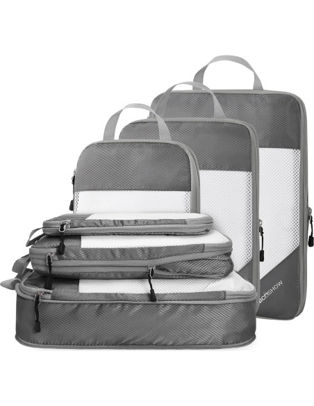 Set de 6 Cubos de Compresión NICOSHOW para Viaje Gris