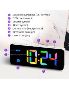 Reloj Despertador Digital HODIK Multicolor 12/24 Horas 2