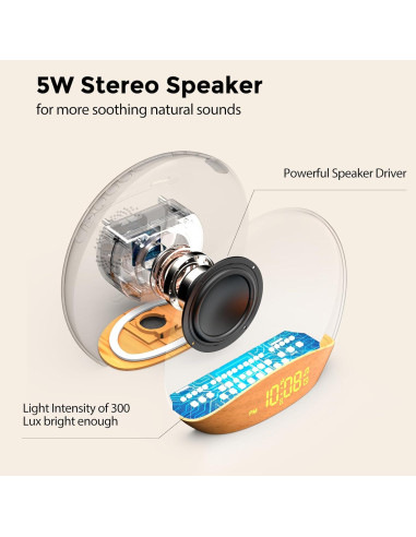 Reloj Despertador HOUSBAY con Luz de Amanecer y Sonidos