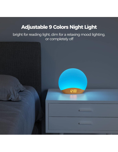 Reloj Despertador HOUSBAY con Luz de Amanecer y Sonidos